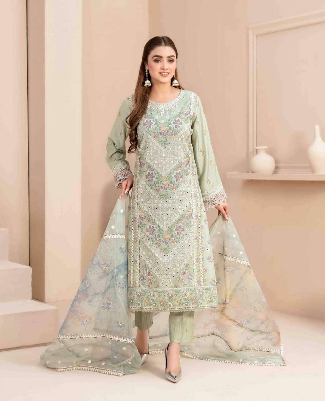 ZAREN VISCOSE CHICKENKARI SEMI STITCHED TAWAKKAL 